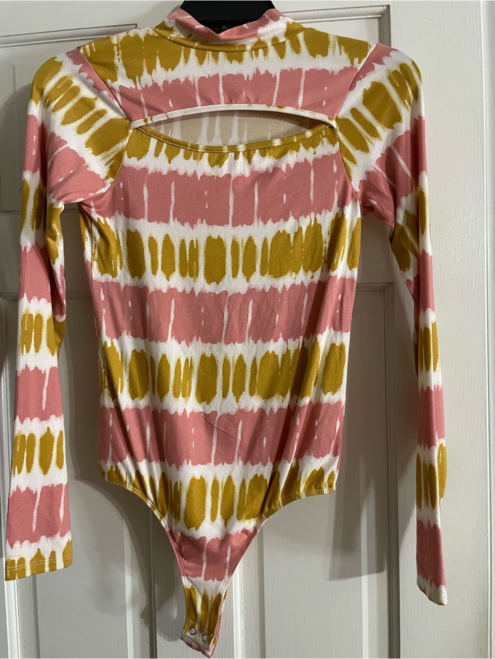 Long-Sleeve Kids Tie-Dye One-Piece Bodysuit in Pink and Mustard